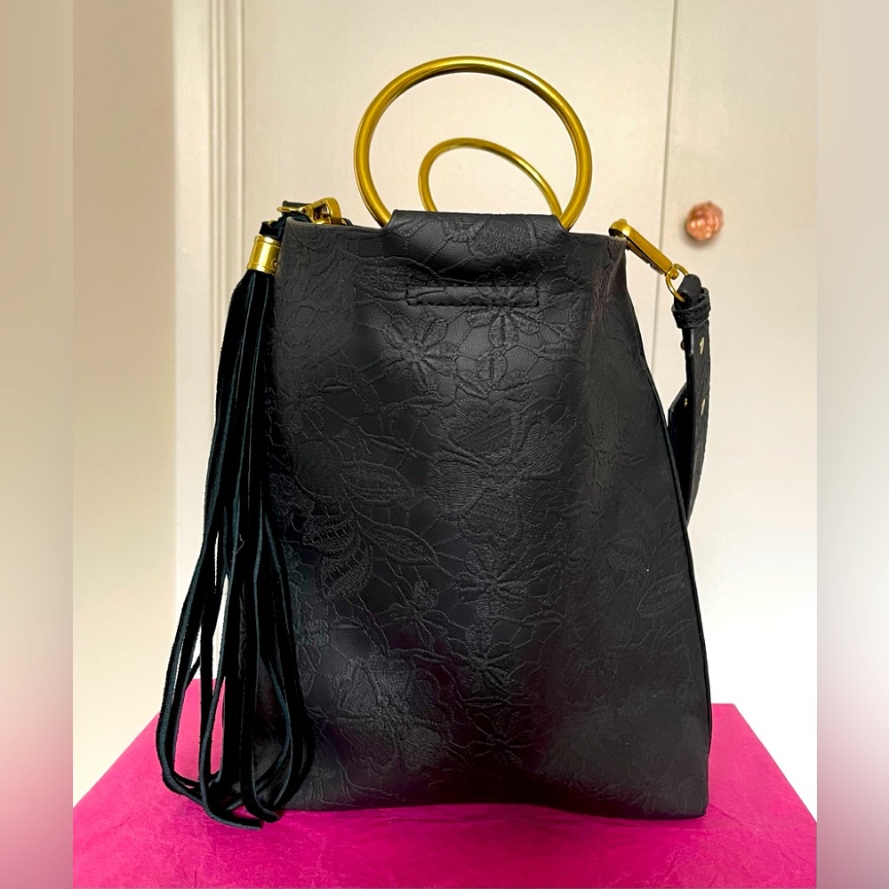NWOT Anthropology Black Bucket Purse - Picture 3 of 8
